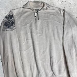 Y2K Guess Knit 1/4 Zip Pullover Sweater‎ Cream White Women’s Size XL